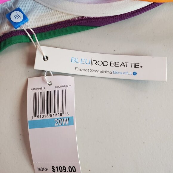 NWT BLEU ROD BEATTIE SZ 20W Vibrant Multi Striped Color Underwire Bikini Top - Picture 5 of 7